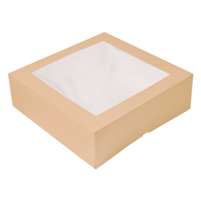 Boite traiteur kraft avec fenêtre 32x32x10cm 100pcs