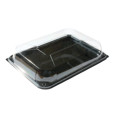 Plat rectangulaire + couvercle noir/transp. 460x330x80mm 25pcs