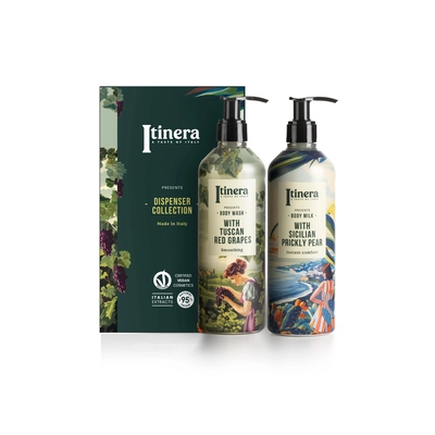 Itinera Body Wash + Body milk flacons pompes 370ml 9x2pcs