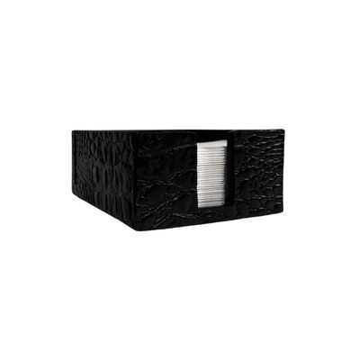 Servethouder + Houder Menukaart Leder Zwart Croco 11x14x6cm