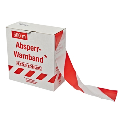 Ruban de sécurité - 500 m x 8 cm - ROUGE/BLANC