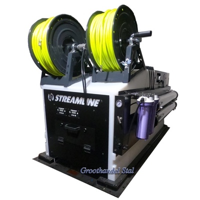 Telewash Combi 500L met osmose membraanfilter
- 2 pompen, digitale bediening per pomp
- Li-ion batterij met snellader
- vastgemonteerde haspel met 100m slang
- 2 meetpunten osmosekwaliteit ( TDS-PPM)
(COMBI500-RODI-03-EU)