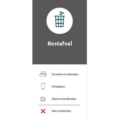 Magneetsticker Restafval - 20 x 40 cm - GRIJS
