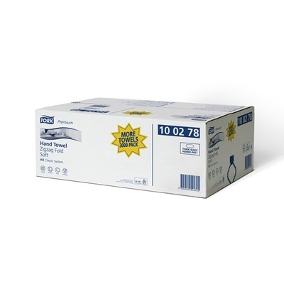 Tork Premium Hand Towel Singlefold Soft 2ply 23x23cm 15x200pcs - 100278