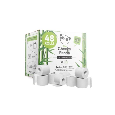 Papier toilette traditionnel - tissu de bambou - 3 plis - 24 m - 200 feuilles - BLANC - 48 rouleaux - Cheeky Panda