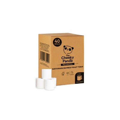 Papier toilette traditionnel - tissu de bambou - 2 plis - 48 m - 400 feuilles - BLANC - 40 rouleaux - Cheeky Panda