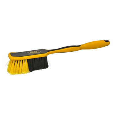170625: Handschrobborstel industrie zacht met lang handvat - 26 cm - ZWART/GEEL
