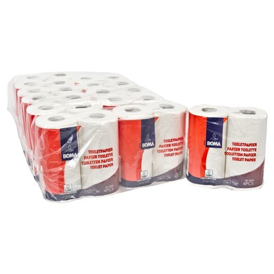 210050: Traditioneel toiletpapier - zuiver tissue - 2 laags - 200 vel - gewafeld - WIT - 48 rollen (12x4)