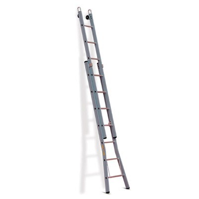 660207: Ruitenwasladder 2-delig met uitgebogen bomen - 2 x 7 treden - 2,80/4,55 m - 11,5 kg - 35 cm optrede