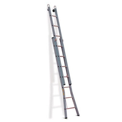 660208: Ruitenwasladder 2-delig met uitgebogen bomen - 2 x 8 treden - 3,15/5,25 m - 13,5 kg - 35 cm optrede