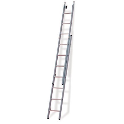 662209: Ruitenwasladder 2-delig - 2 x 9 treden - 3,50/5,95 m - 15,5 kg - 35 cm optrede - rechte bomen