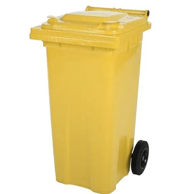 625703: Mini container met 2 wielen - 140 l - GEEL