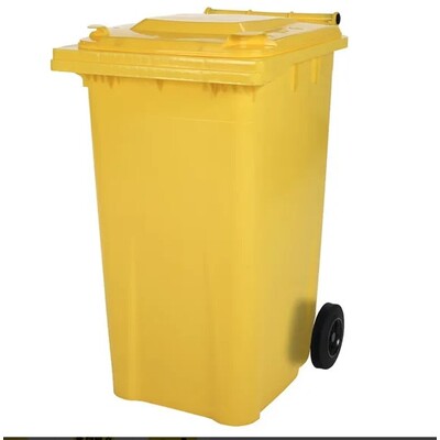 750256: Mini container met 2 wielen - 240 l - GEEL