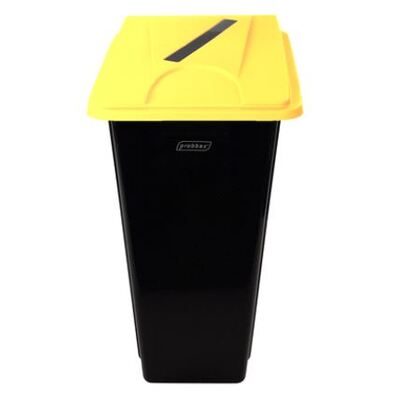 750498: Bomabin Select Flat met papierdeksel - 80 l - ZWART - deksel GEEL