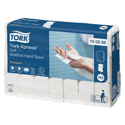 770228: Tork Premium Xpress Multifold handdoeken zacht -  2 laags - 34 x 21,2 cm - 21 x 110 stuks - WIT - 100288