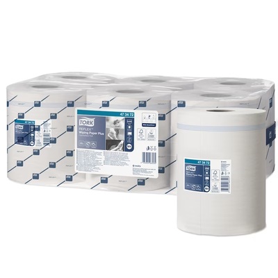 770639: Tork Advanced Reflex Wiping Paper Plus Centerfeed poetspapier - 2 laags - 150 m x 19,4 cm - 450 vel - 6 rollen - WIT - 473472