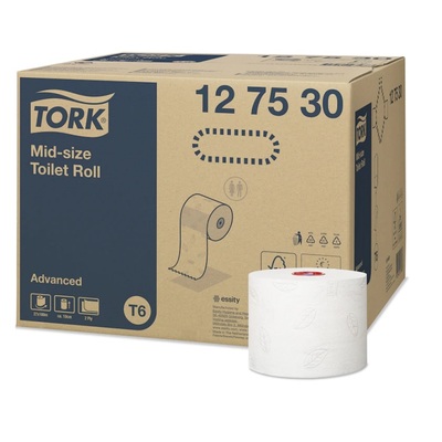 771110: Tork Advanced Mid-size toiletpapier - 2 laags - 100 m x 9,9 cm - 27 rollen - WIT - 127530