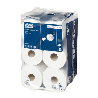 773313: Tork SmartOne Advanced Mini toiletpapier - 2 laags - 620 vel - 12 rollen - 112 m x 13 cm - WIT - 472193