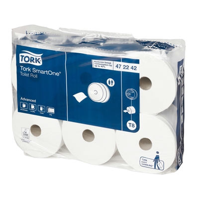 773314: Tork SmartOne Advanced toiletpapier - 2 laags - 6 rollen - 1150 vel - 207 m x 18 cm - WIT - 472242